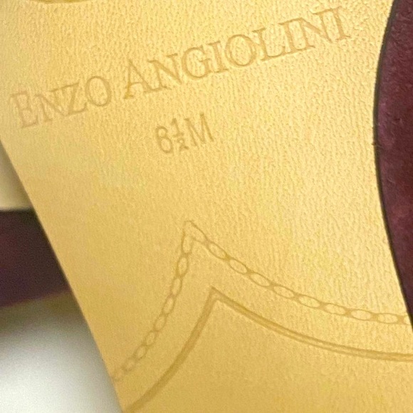 Enzo Angiolini Ruffle Bow Peep Toe Suede Pump in Cranberry - Picture 7 of 7